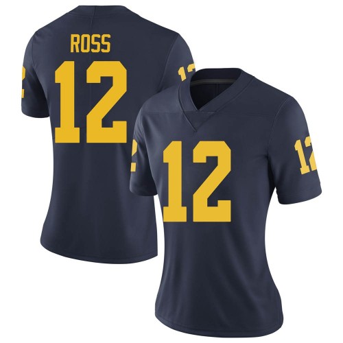 Josh Ross Michigan Wolverines Women's NCAA #12 Navy Limited Brand Jordan College Stitched Football Jersey GQN5654VY